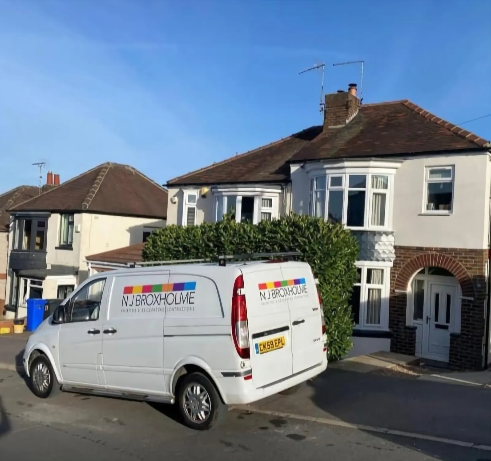 N J Broxholme painting and decorating van in Worksop