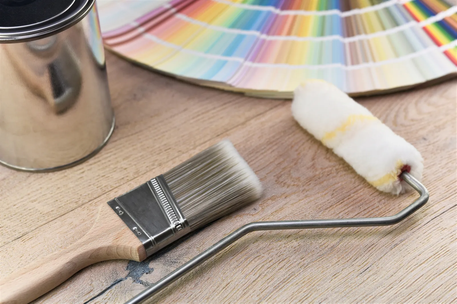 Domestic painting and decorating in a modern living room